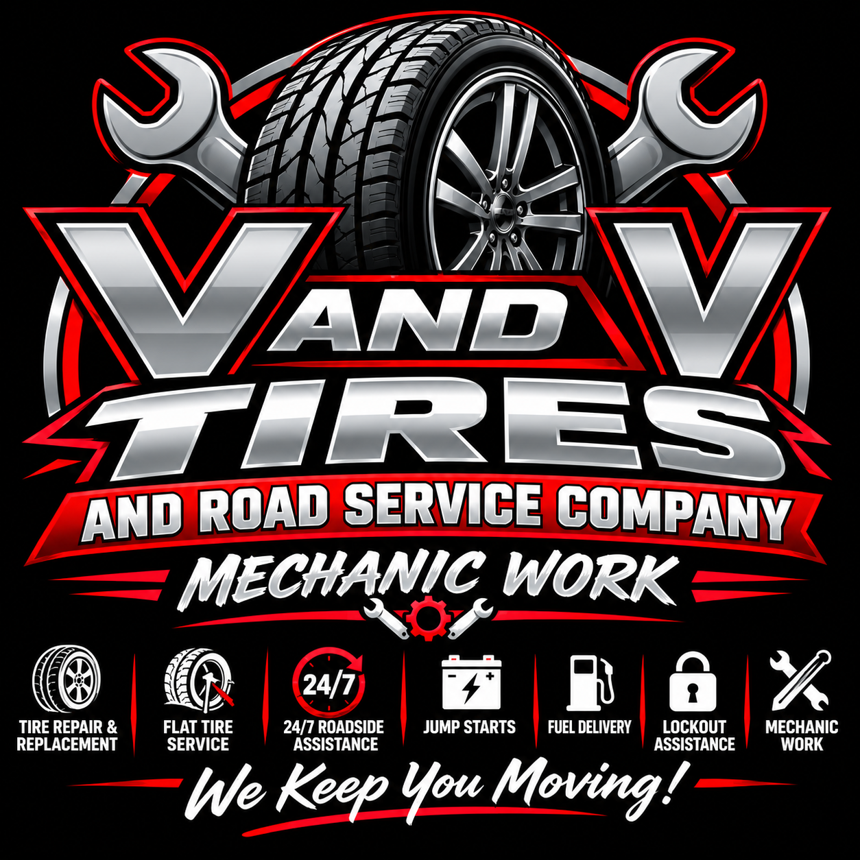 V and V Tires logo
